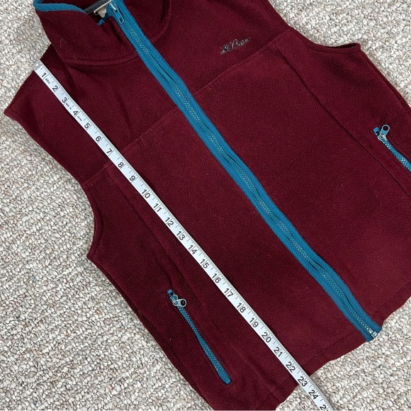 Ll Bean Vintage Maroon Fleece Teal Zip Front Fleece Size Women’s Medium ?? - Picture 7 of 7